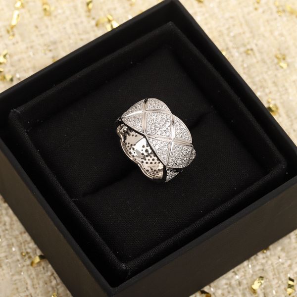 

2023 luxury quality s925 silver charm punk band ring wide design and sparkly diamond have box stamp ps3095, Golden;silver