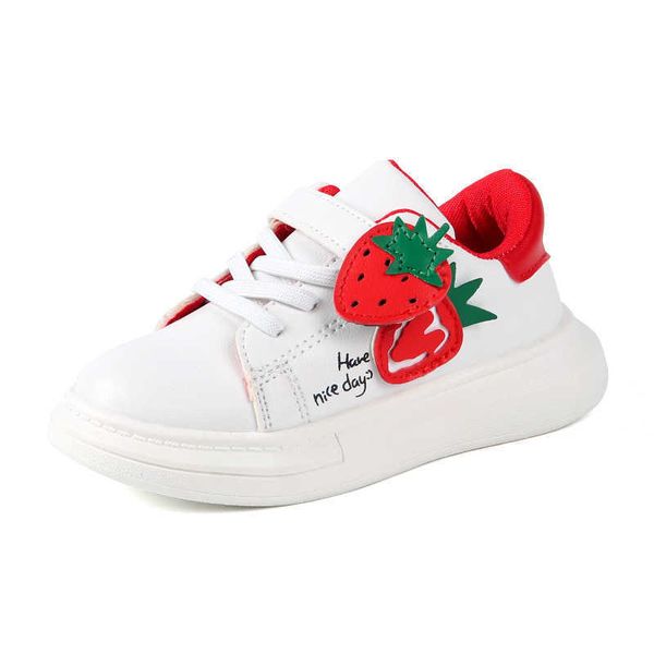 

sneakers girls cute strawberry shoes 2022 summer children fashion white sports shoes korean kids casual light breathable sports shoes new l2, Black;red