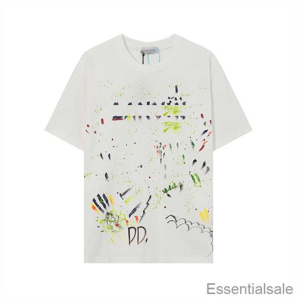 

lanvins short sleeve shirts summer designer men's t-shirts colorful ink-jet hand-painted french fashion printed high street tees 487h, White;black
