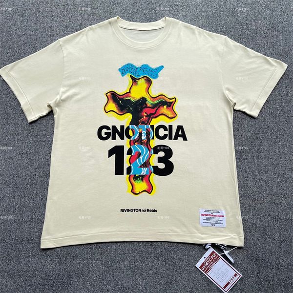 

2023ss print t-shirt 1 quality oversized tees heavy fabric t shirts, Black;brown