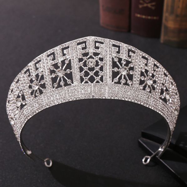 

wedding hair jewelry baroque silver color crystal queen big crown bridal tiara women beauty pageant diadem accessories 230223, Slivery;golden