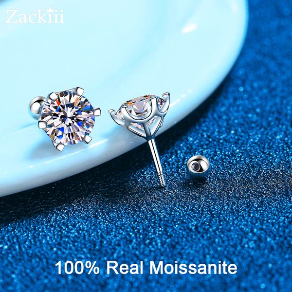 

stud stud earrings 0.4-4 ct d color 925 sterling silver white gold plated ear studs for women men screw back stud earrings 230223, Golden;silver
