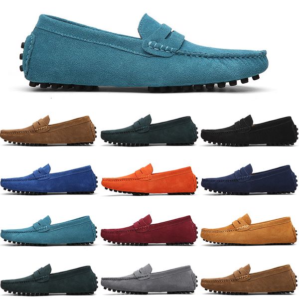 

men casual shoes mens slip on lazy suede leather shoe big size 38-47 beige, Black