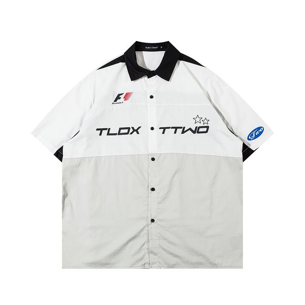 

men's casual shirts streetwear letter print short sleeve tank, White;black