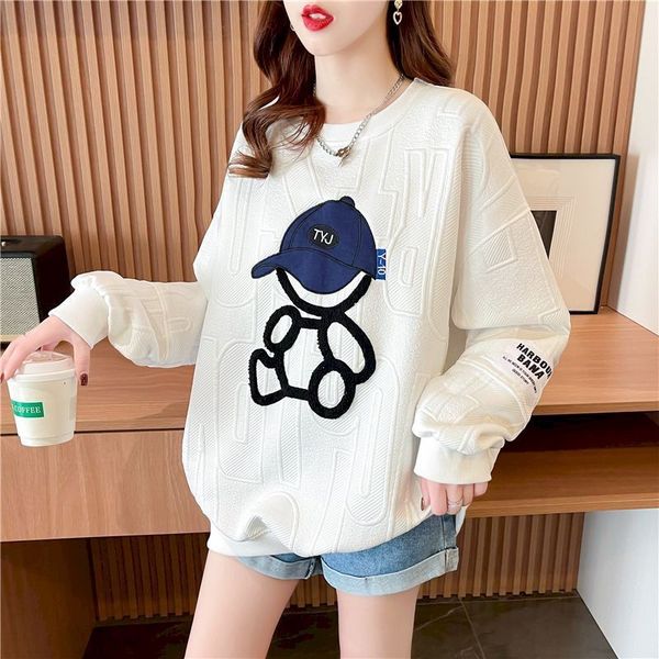 

women's hoodies sweatshirts fashion design sense pullovers cute bear casual oversized sweatshirt spring autumn trend thin y2k pullover, Black