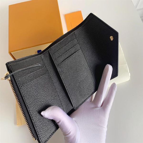 

whole leather wallet for women multicolor designer short wallet card holder women purse classic zipper pocket victorine222o, Red;black