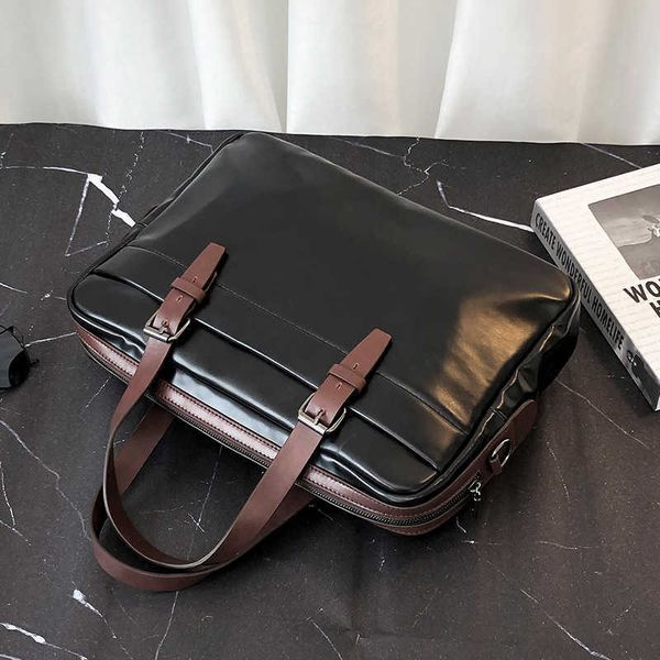 

briefcases business men's briefcase horizontal leather handbag leisure business travel document computer one shoulder slanting 230223