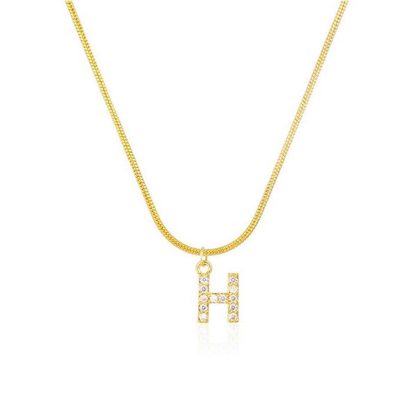 

inlaid zircon pendant necklaces letter initial pendant necklace for women gold chain cute charms collier alphabet necklaces jewelry friends, Silver