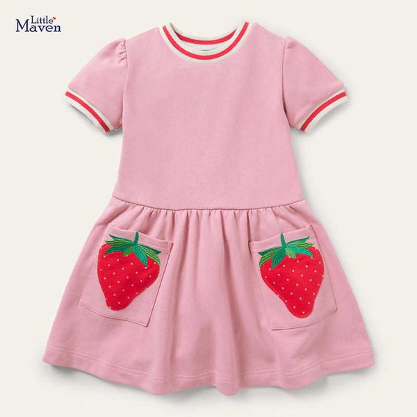 

girl's dresses little maven 2023 baby girls summer cotton dress lovely children casual clothes soft and comfort vestidos for kids g2302, Red;yellow
