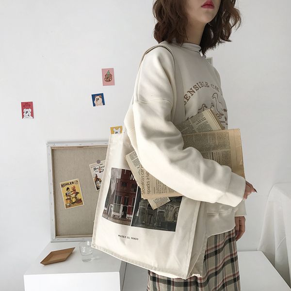 

evening bags women canvas shopping bag prado museum pictures female cotton cloth shoulder bag eco handbag tote reusable grocery shopper bags