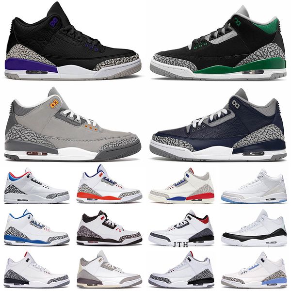 

2023 new jumpman 3 3s basketball shoes mid low trainers j3 designer cool grey georgetown court purple pine green red cement pure white outdo
