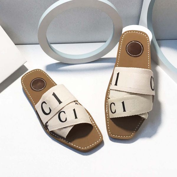 

luxury sandals slippers slide designer women woody flat mules slides sail canvas white black women outdoor beach slipper shoes