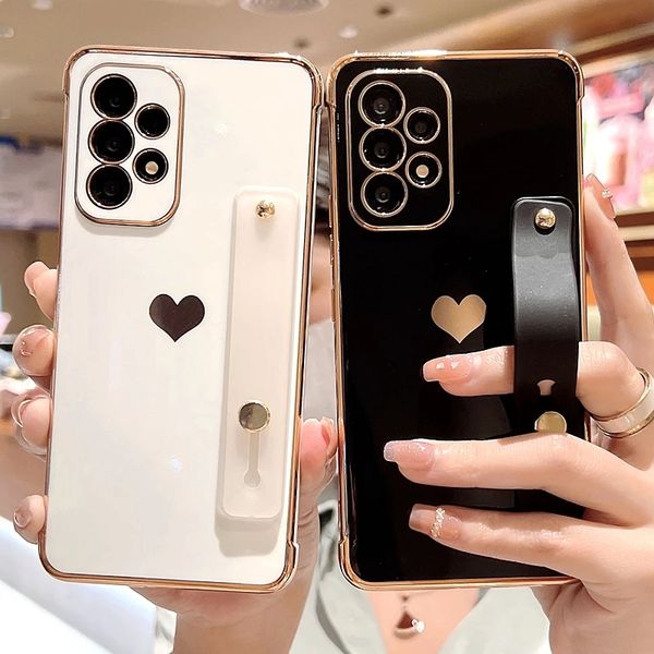 

luxury love phone case for iphone 14 13 12 11 pro max samsung galaxy s22 s21 ultra s22 s23 plus wrist strap cover