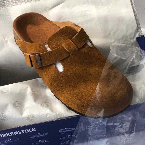 

designer luxury slippers birkinstocks sandals desired life star with the same type of baotou cowhide slippers forest department's liter, Black