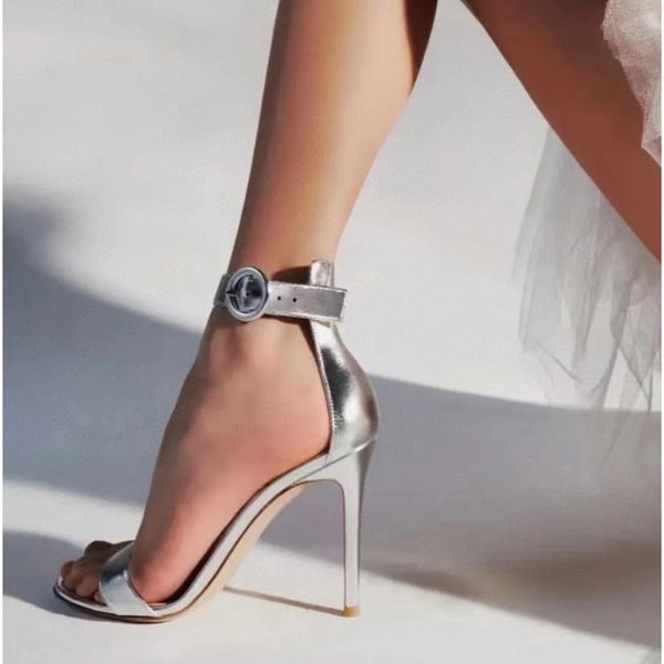 

high heeled sandals casual women shoes patent leather fashion ankle strap thin heel dress shoes luxury designer elegant factory shoe, Black