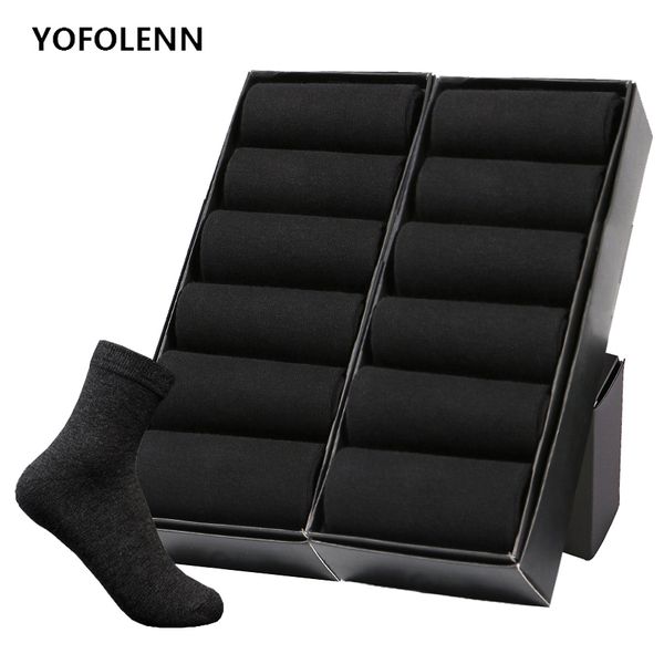 

men's socks 12 pairs/lot plus size men's cotton socks business men deodorant crew socks breathable male solid color us size7-11.5, Black