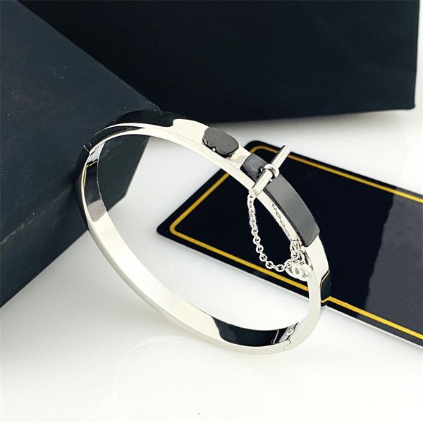 

bangle classic bracelets women's titanium steel gold silver diamond double letter c home designer luxurious gift birthday wedding party, Black
