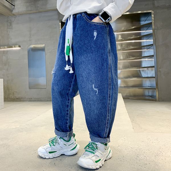 

jeans boys jeans spring autumn solid color for loose kids jeans fashion trousers boy casual style handsome children's clothing 230223, Blue
