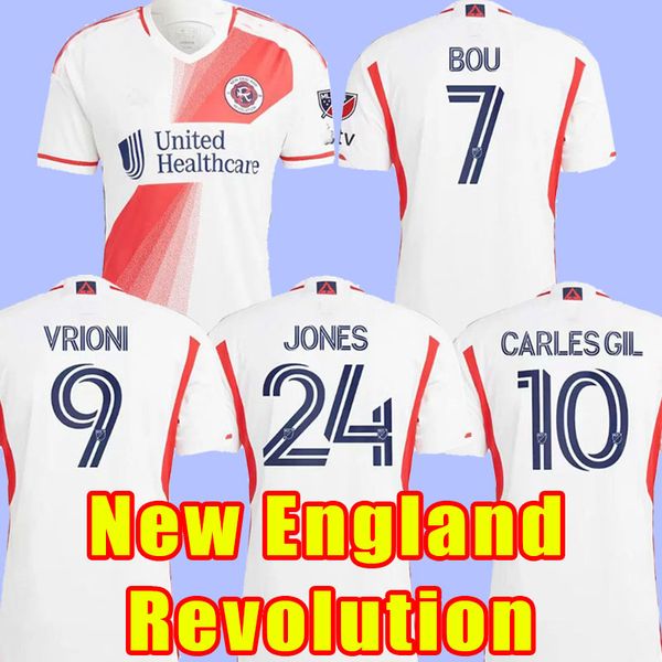 

new vrioni england 2023 mls revolution soccer jerseys home away white football shirts 23 24 man player version set 2024 carlesgil jones bou, Black;yellow