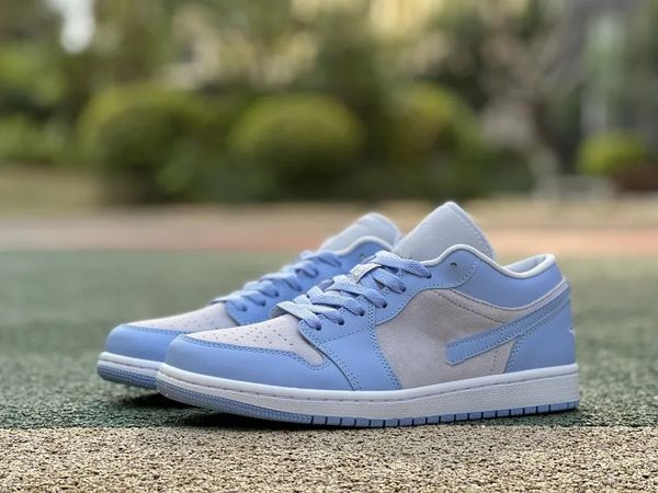

basketball shoes jumpman 1 low grey university blue outdoor sneaker sports with original box