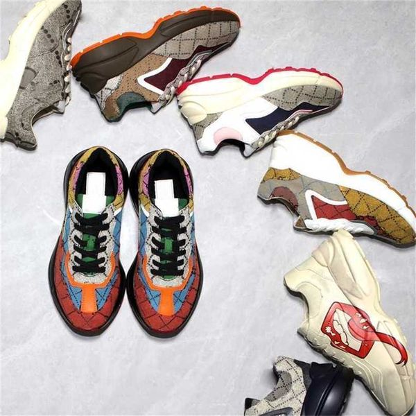 

designer sneakers rhyton casual shoes men women vintage daddy sneaker brand lady luxury runner trainers chaussures multicolor platform shoeu, Black