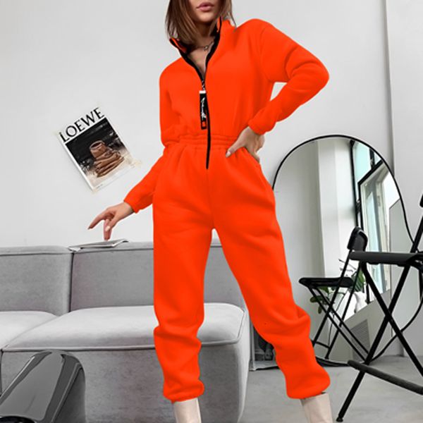 

women's jumpsuits rompers fleece sport jumpsuit women playsuit sportswear female long sleeve zipper hoodies jumpsuits warm outfit overa, Black;white