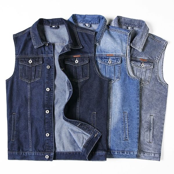 

men's vests oversize 5xl 6xl 7xl 8xl men balck denim arrival spring autumn blue jean fat streetwear fashion casual 230223, Black;white