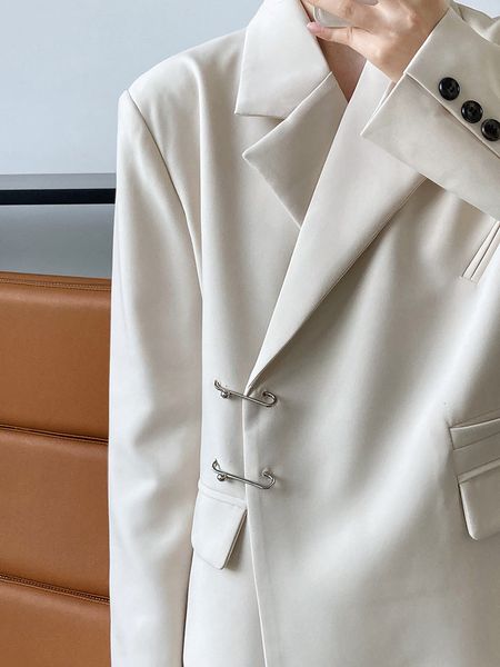 

women's suits blazers solid flap detailed pin up oversized blazer black white yellow autumn long sleeve design casual elegant women jac, White;black