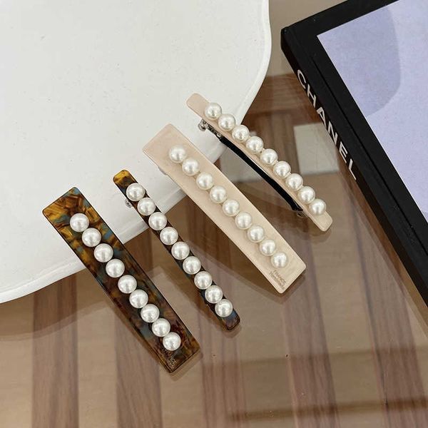 

hair clips barrettes korean new fashion pearl hairpin hair accessories simple acetic acid pearl side bangs clip spring clip for temperament, Golden;silver