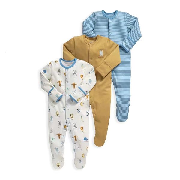 

jumpsuits born infant baby boys girls romper cotton long sleeve pajamas jumpsuit toddler clothes outfits 3pcslot 230223, Blue