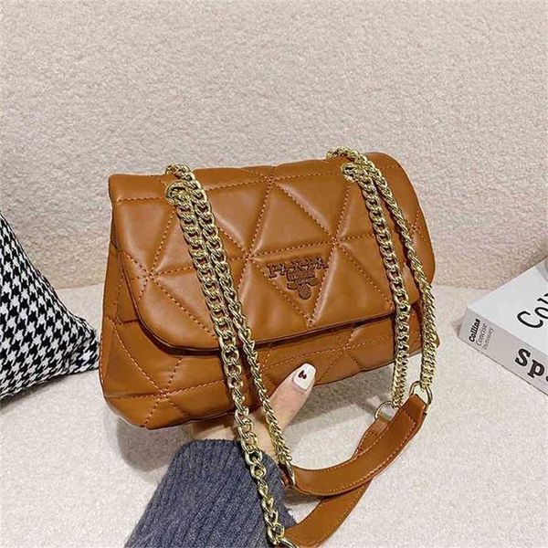 

handbag chain korean solid color soft rhombic lattice embroidered thread messenger