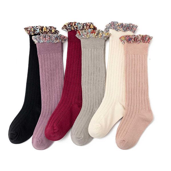 

yj6008 spring chil1en's medium hose girls lace socks combed cotton lace baby socks board style, Pink;yellow