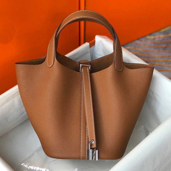 

wholesale designer h ormes totes handbags handmade vegetable basket women's bag tc lychee grain cow skin honey wax thread hand sewn buc