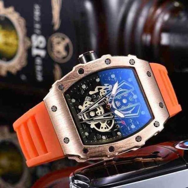 

for luxury mens mechanics watch richa wrist 2022 arrival es sport reloj leather hombre casual relogio masculino military men army 35wv, Black;brown