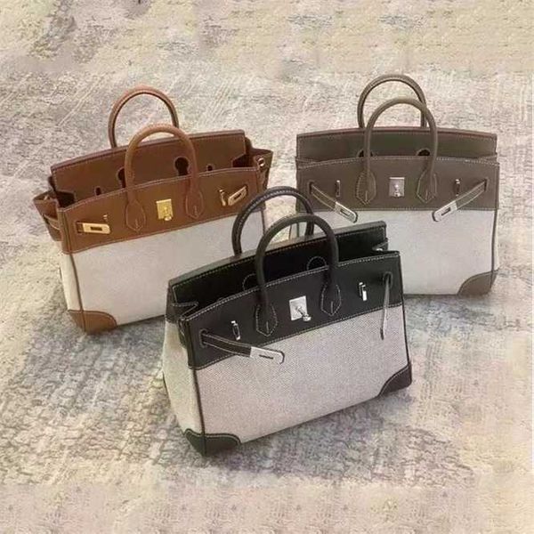 

herms birkin bags high definitioncontrast bag female messenger leisure canvas bag splicing large capacity leather hand