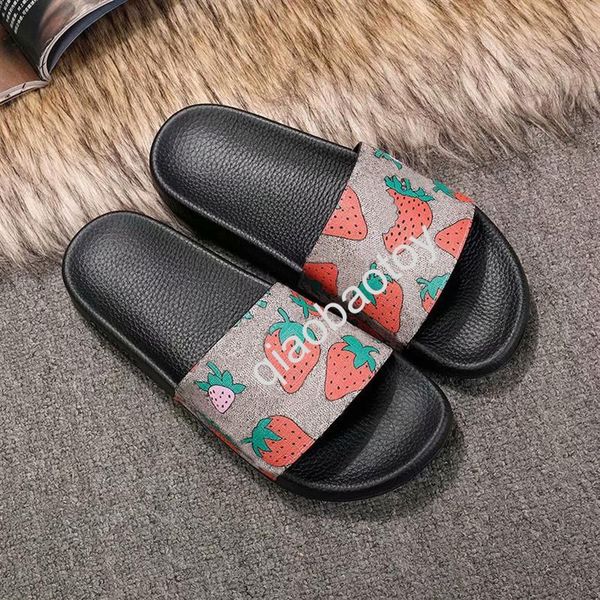

designer rubber slide sandal floral brocade men slipper gear bottoms flip flops women striped beach causal slippers with box us5-1290g, Black