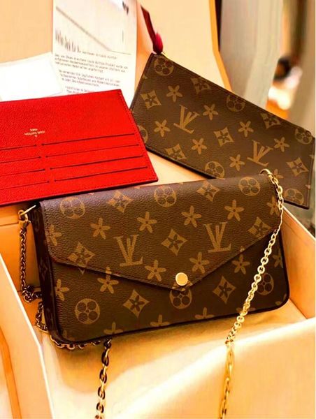 

envelope bag women chain shoulder bag messenger leather handbag evening bag original box flower checkers date code serial number embossed pa