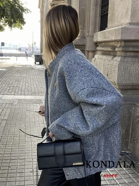 

womens jackets kondala chic solid grey streetwear oversized women outwear fashion casual pockets covered button spring cool female jacket 23, Black;brown