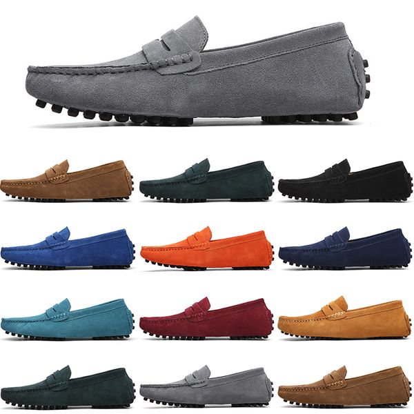 

men casual shoes mens slip on lazy suede leather shoe big size 38-47 clear, Black