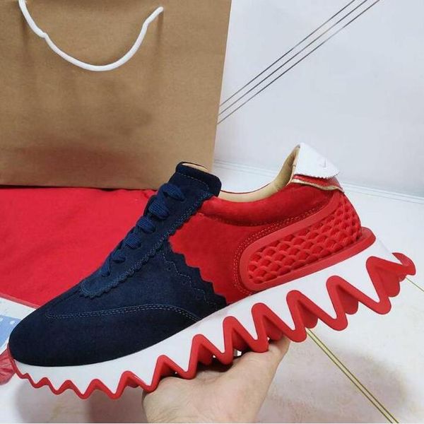

desiner womens mens bottoms casual shoes designer spikes red sneaker mesh patchwork matte leather chaussures size 36-47, Black