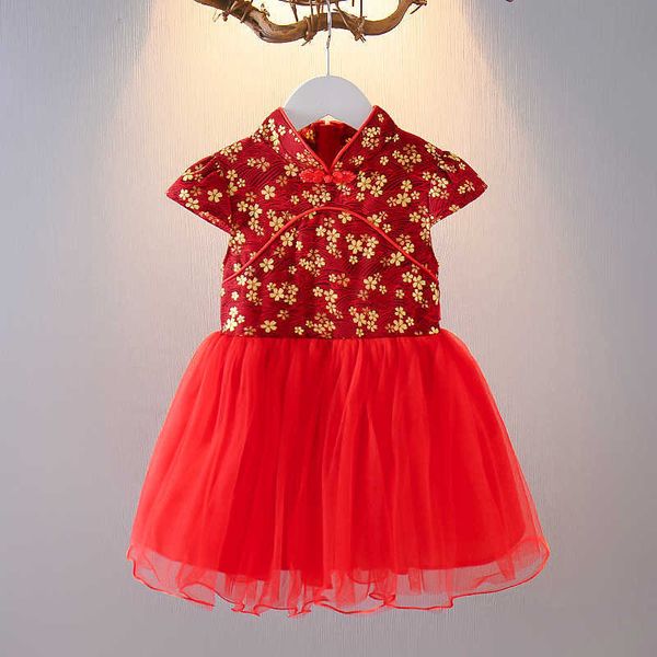 

girl's dresses baby girls lace cheongsam dresses new fashion qipao dress chinese style kids party costume summer girls elegant clothes, Red;yellow