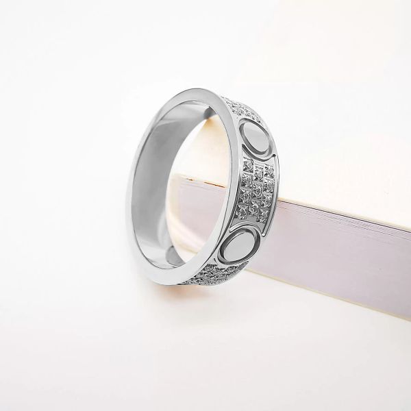 

classic luxury ring designer ring couples diamond screw ring ladies titanium gold plated never fade non allergic jewelry gifts ladies men s, Silver