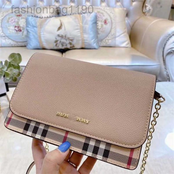 

new new tote 2023 bags designer handbags burbrerys style with cowhide fashion versatile lattice chain single shoulder messenger small square