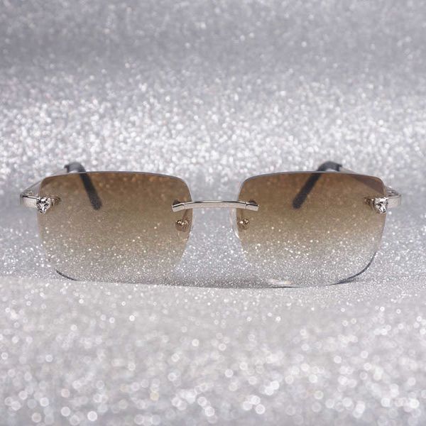 

vintage rimless square leopard style sunglasses men shade metal frame women for beaching driving accessories new fashion factory sun glasses, White;black