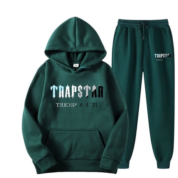 

sportswear mens tracksuits printed 2023 trapstar men colors warm two pieces set loose hoodie sweatshirt pants jogging d2c5, Gray
