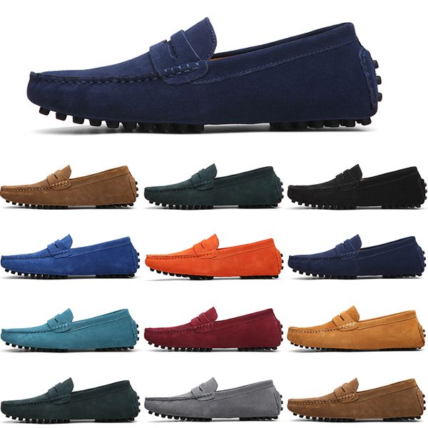 

men casual shoes mens slip on lazy suede leather shoe big size 38-47 brown, Black
