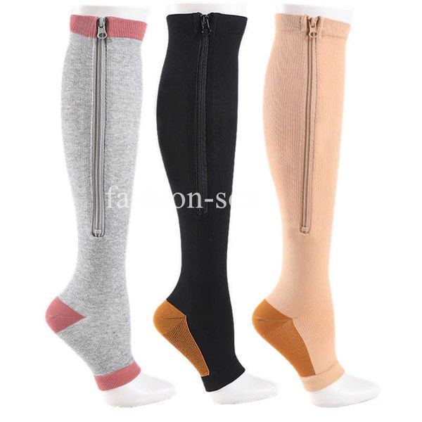 

5pc socks hosiery compression socks antifatigue stretchy sox high socks men women support knee zipper socks female open toe thin socks z0221, Black;white