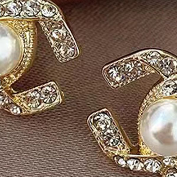 

channel stud earrings pearl diamond drop gold earrings designerfor woman fashion brand not fade silver wedding earings, Golden;silver