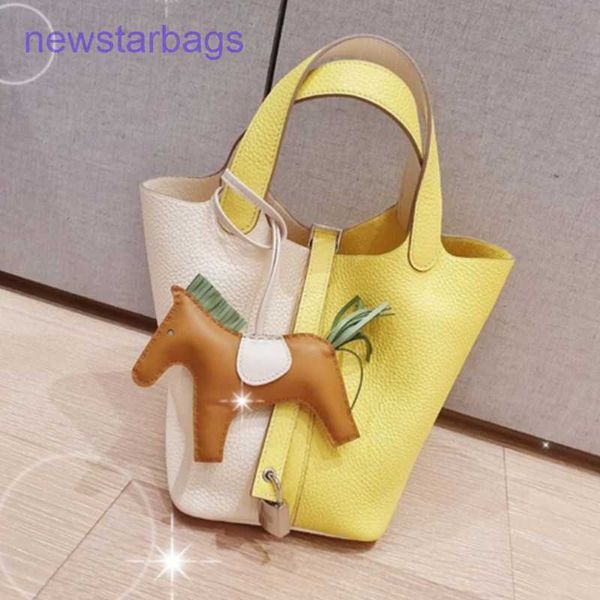 

designer herme picotin lock bags for sale 2023 new color matching vegetable basket bucket bag fashion trend portable lychee grain head leath