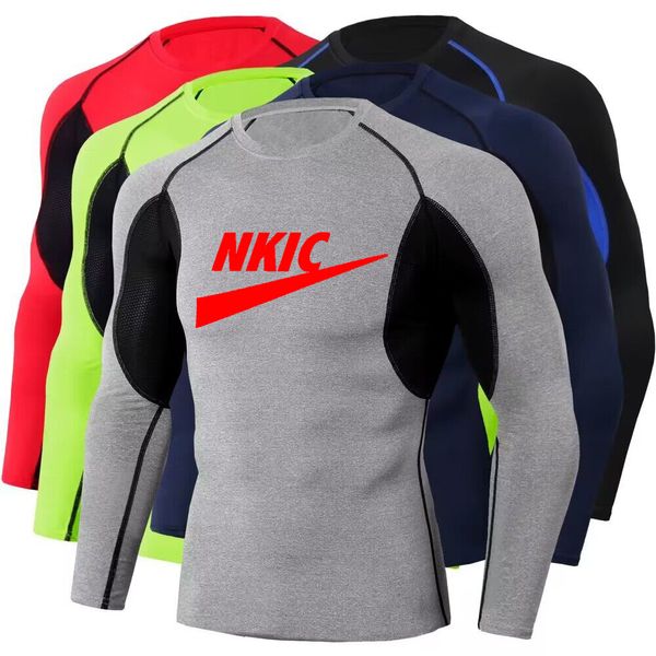 

men's t-shirts running shirt long sleeve gym compression bodybuilding t-shirt men quick-drying stretchy fitness sport tights, White;black